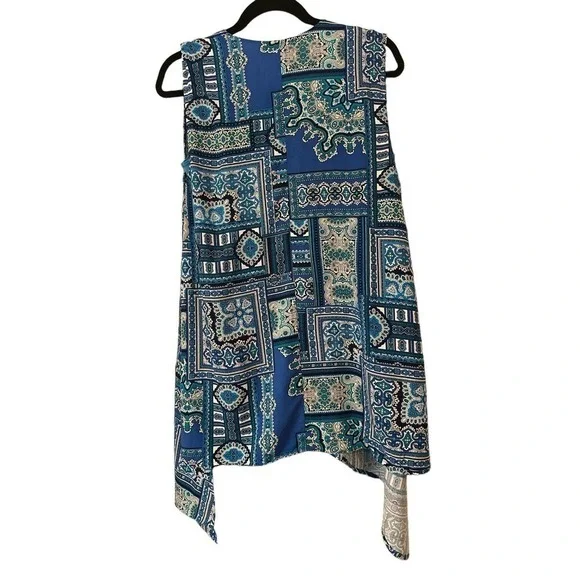 IMAN Women's Summer Tank Top w/ Sleeveless Open Front Vest Sz S Blue NWT - Picture 4 of 7